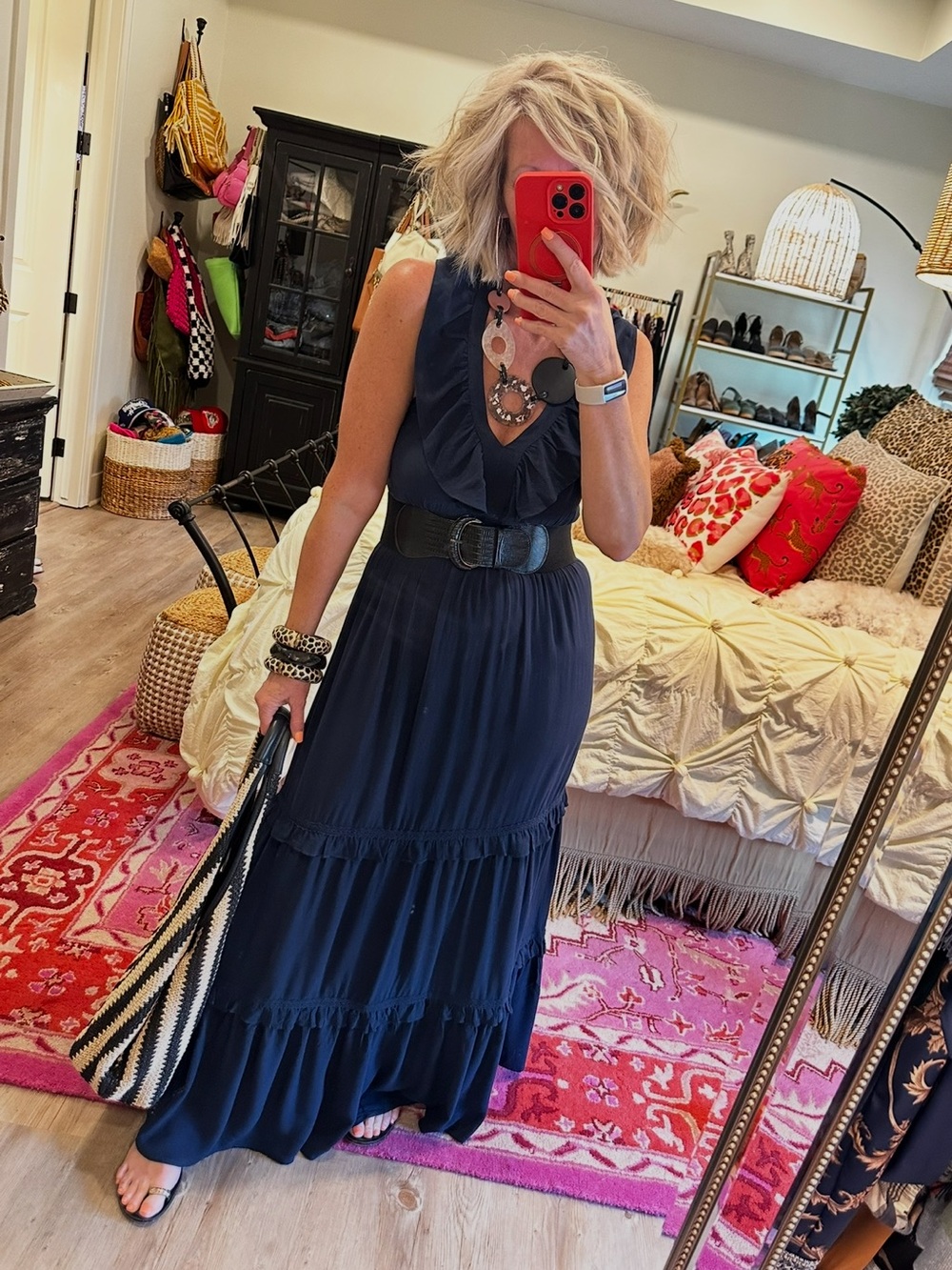 lovestitch Navy Sleeveless V-Neck Tiered Maxi Dress